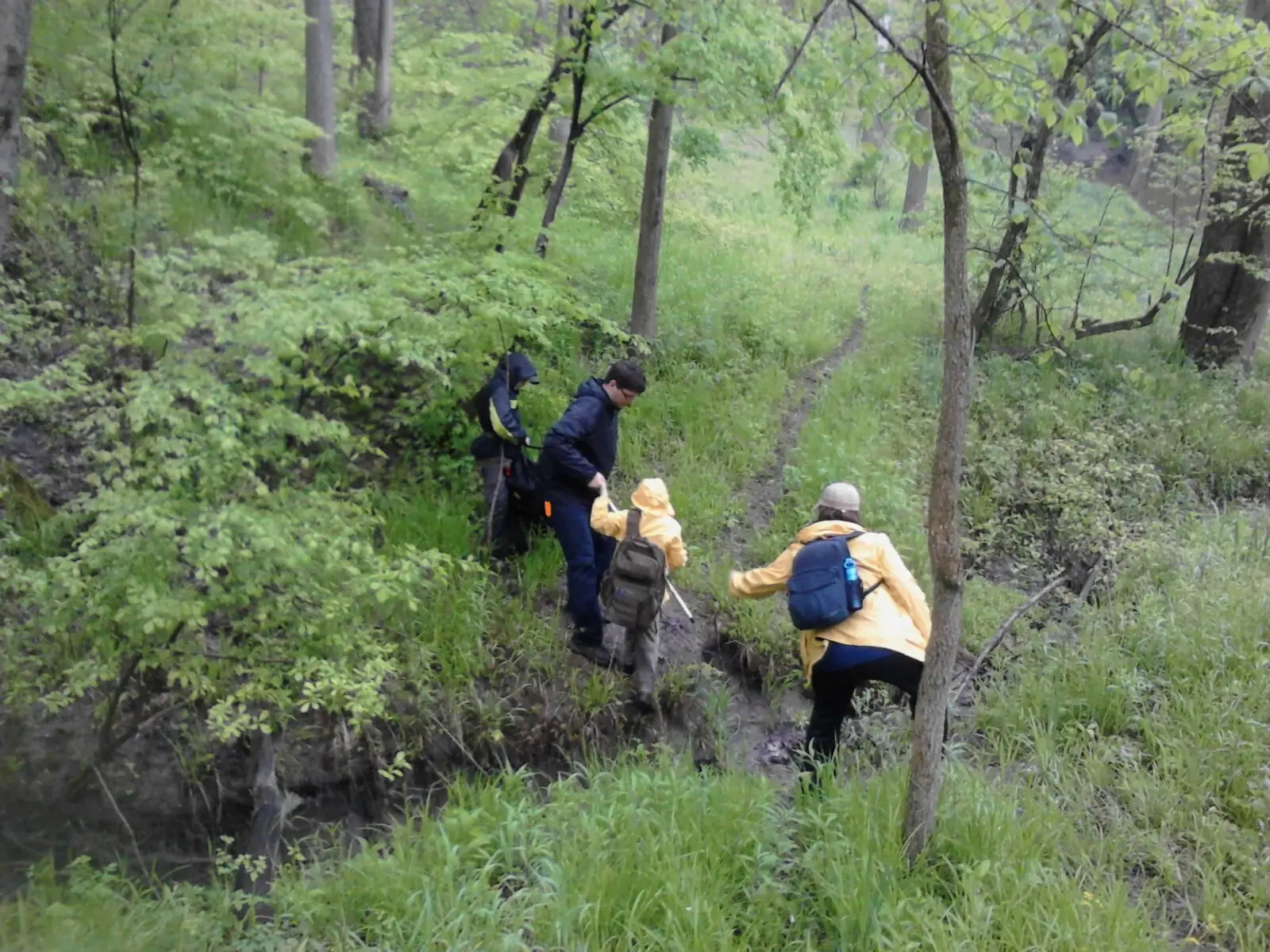 Troop 194 Scouts in a river wearing their Scout uniforms